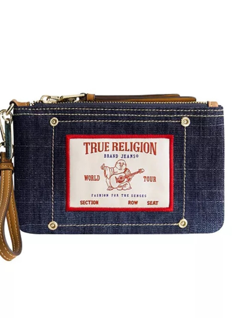 ‼️PENDING‼️True Religion Buddha Patch Denim Wristlet
